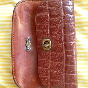 Small genuine leather brown crossbody purse